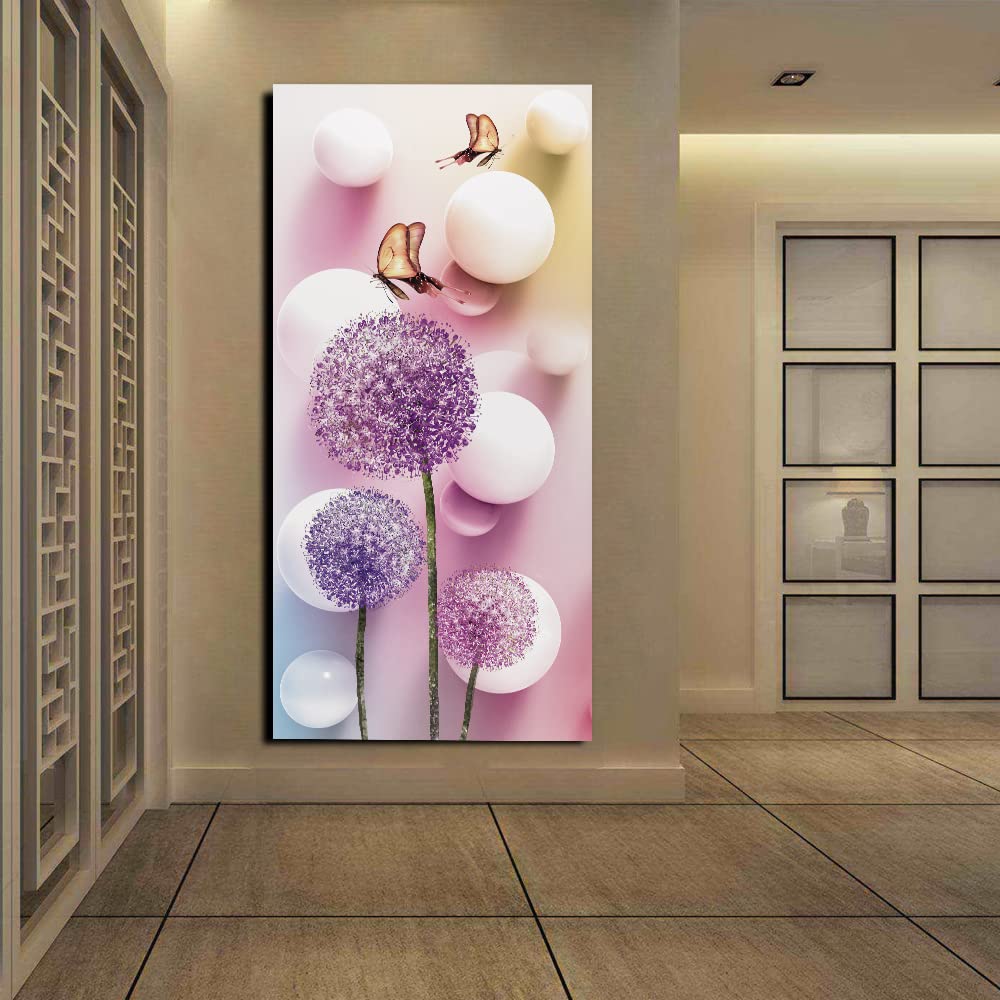 Stickers De Porte 3D Belle Fleur Papillon 85 X 215 Cm (33.46 X 84.64) Auto -Adhésif Imperméable Amovible Pour Wc, Chambre, Entrée