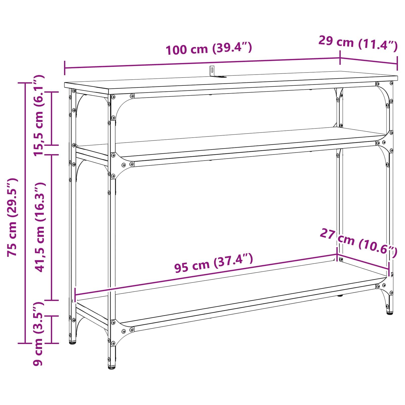 vidaXL Konsola Stare drewno 100 x 29 x 75 cm Drewno inżynieryjne