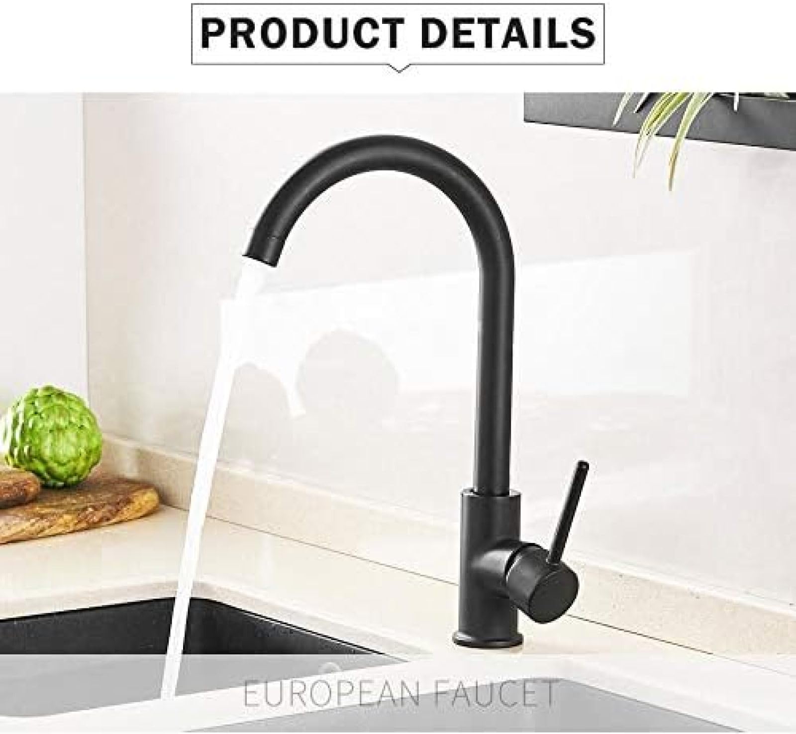 Bateria kuchenna Czarny Mosiądz 360 Obrót Bateria Mieszająca do Kuchni Pojedynczy Uchwyt Ciepła i Zimna Zlewozmywak Kuchenny Krany Mixer Tap interesting