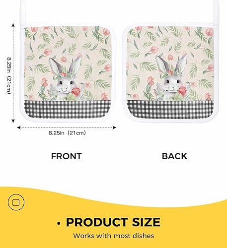 Miniatura 3 de 4 Packs Easter Pot Holders Sets for Kitchen,Oven Pan Plate Bowl Pads Heat Proof Mat with Hanging Loop,Terry Cloth Potholders for Cooking Easter