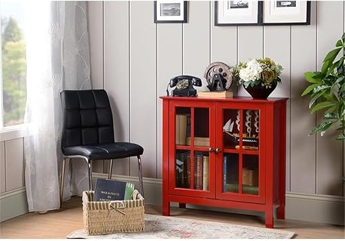 Miniatura 8 de American Furniture Classics 22600 Armario de puerta de cristal, blanco Pintura roja,Blanco