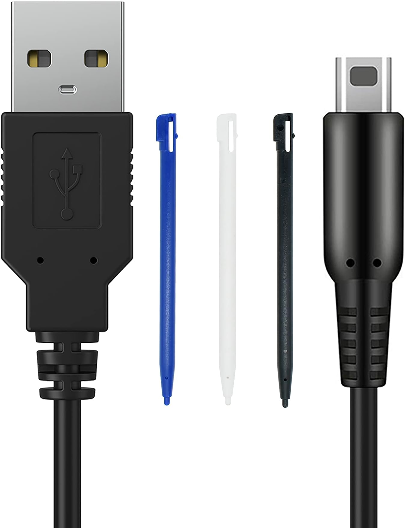 DSi USB Charger Cable Kit, Power Charging Cord and Stylus Pen Compatible with Nintendo DSi, with 3 Stylus