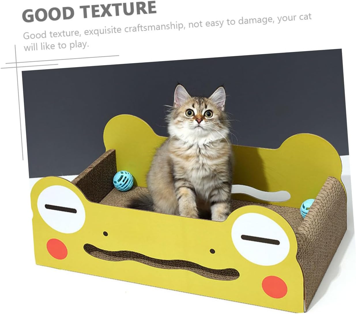 Homoyoyo Cartoon Frog Cat Scratcher Pad and Corrugated Cardboard Cat Nest Anti-Slip Small-Sized and Kittens