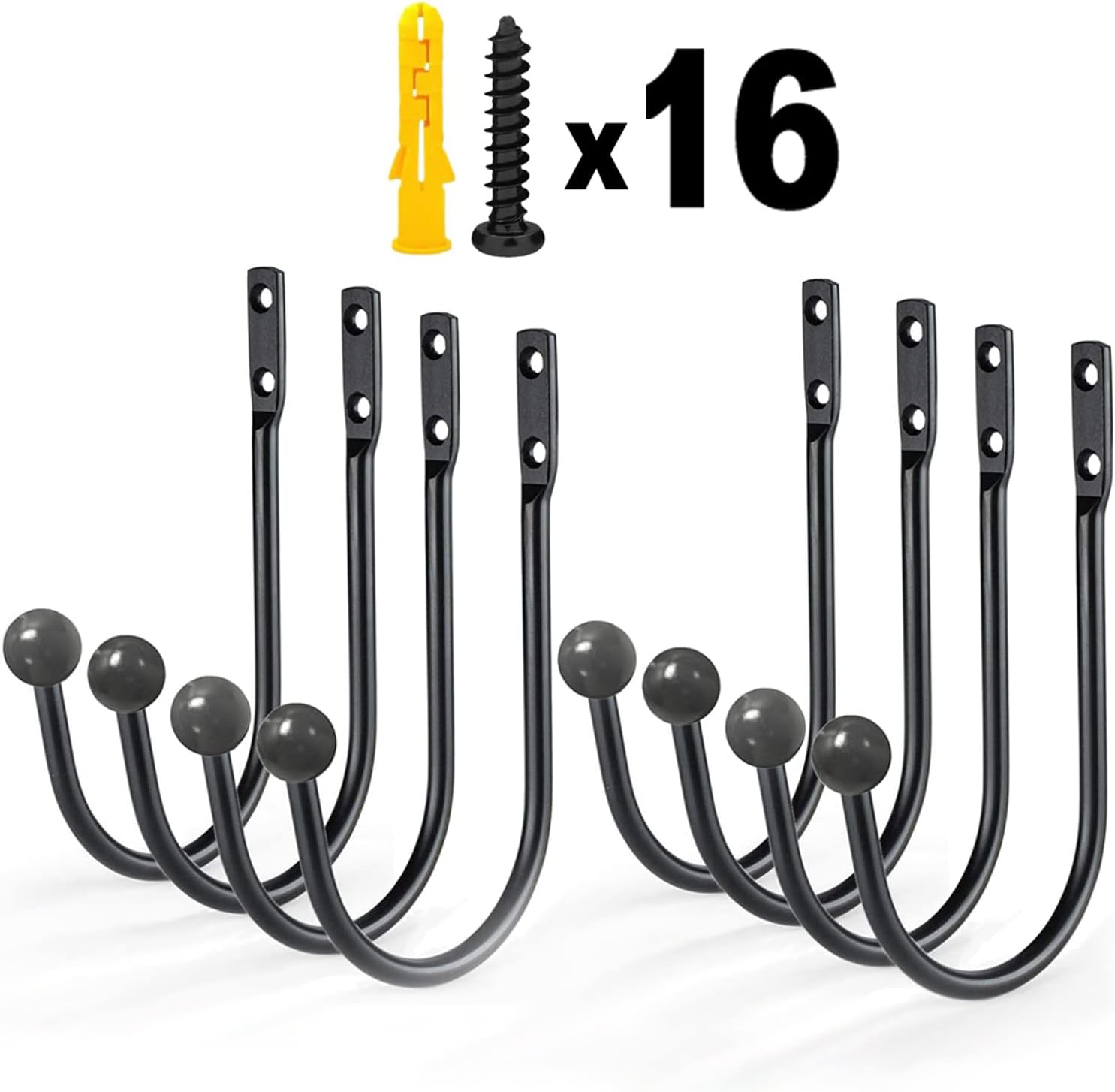Meetart Decorative Curtain Drapery Holdbacks, Curtain Tiebacks Simple Vintage Rustic Style Decor，8 Pack, Black，Come with Screws。