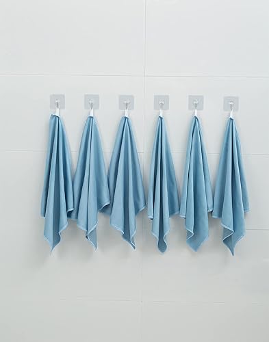 Miniatura 6 de Puomue Paquete de 6 paños de limpieza de vidrio de microfibra, 16 x 16 pulgadas, sin pelusas, limpian rápidamente ventanas, gafas, parabrisas,