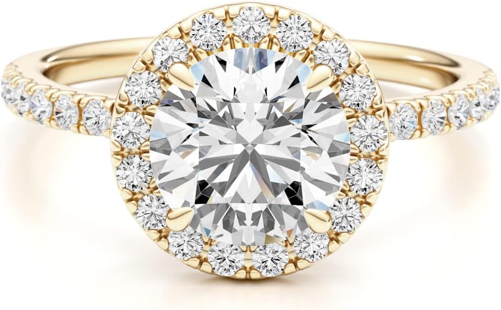 GLAM AND GEMS 1/2 Carat Lab Grown Diamond and 2 Carat Moissanite Engagement Ring for Women in 14k White/Yellow/Rose Gold (D-E, VS, cttw) Wedding Ring Size 5.5 to 8 (10) - Image 3