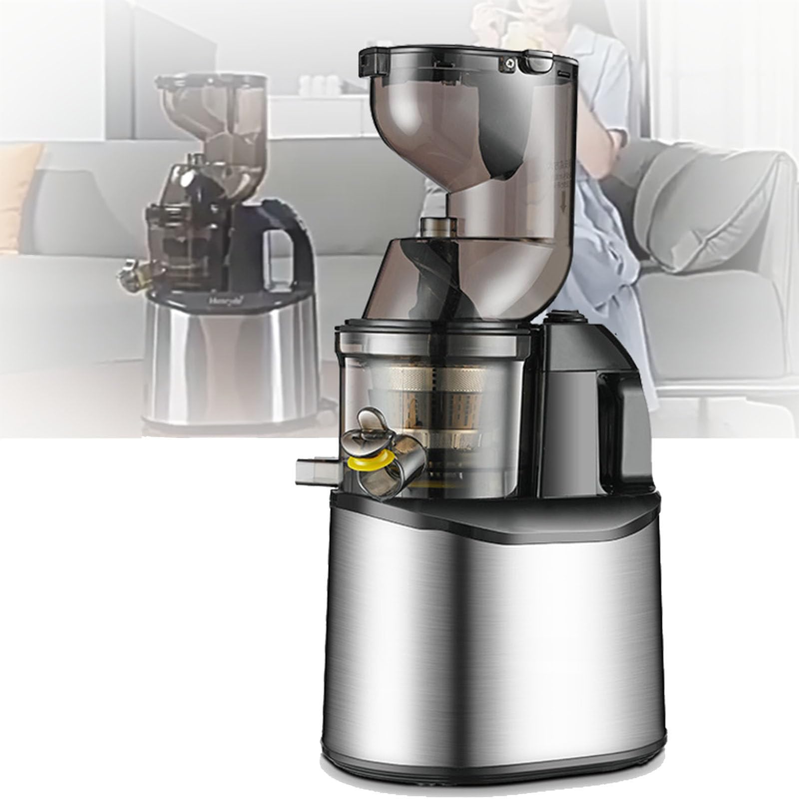 Extractor de Zumos y Verduras Automático para masticar frutas enteras | 350W,Extractor de Zumos y Verduras 180MM Apertura Sorbete, Helado, Boca de Alimentación Ancha
