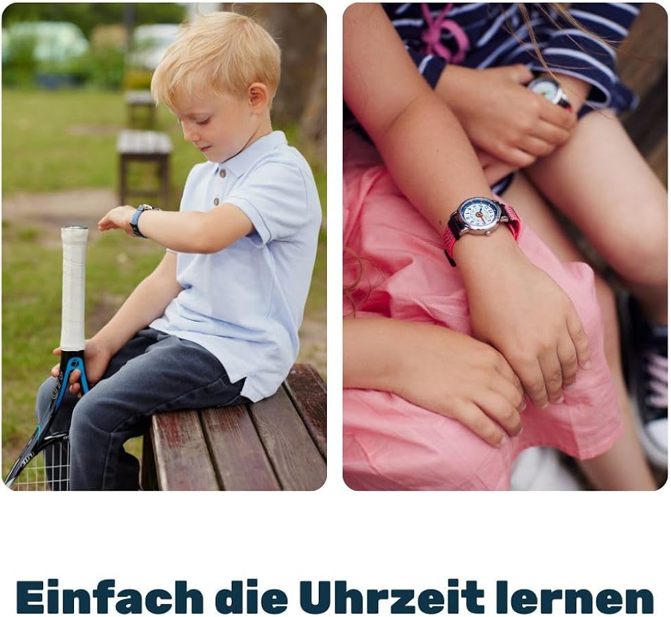 Anio 3 Orologio Da Polso Per Bambini Dai 3 Anni - Impermeabile 5 ATM, Quadrante 24h E Minuti, Cinturino In Tessuto Regolabile, Blu, Per Imparare L'Ora