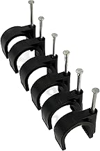 Pack of 50 Round Black Cable Clips with Strong Nails - Durable & Versatile - Ideal for Indoor/Outdoor Cable Management, 25mm