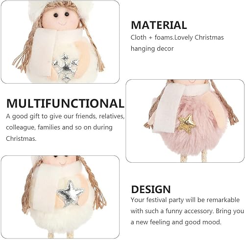 Miniatura 7 de NUOBESTY Adornos de Navidad, adorno de ángel, colgante de muñeca de Navidad, adornos rosas para árbol de Navidad, decoración de Navidad, 4 piezas