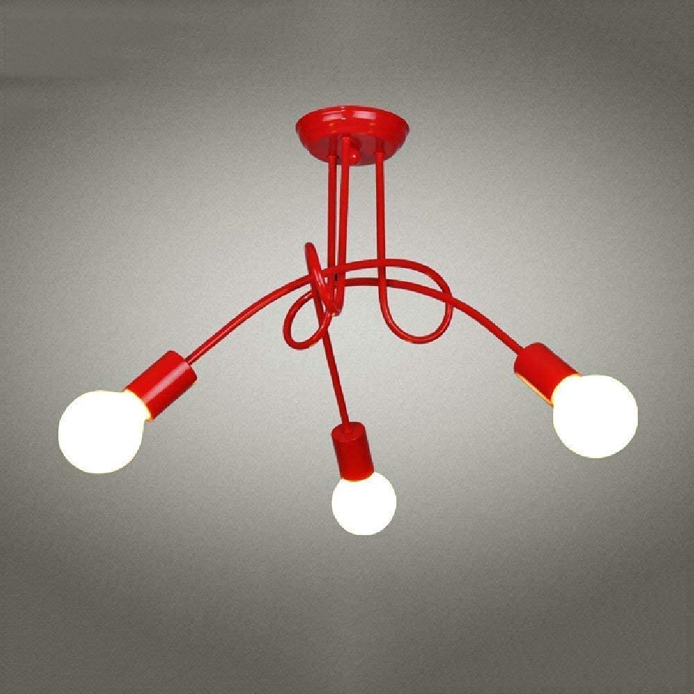 Applique murale style industriel et plafonnier rétro en métal rouge