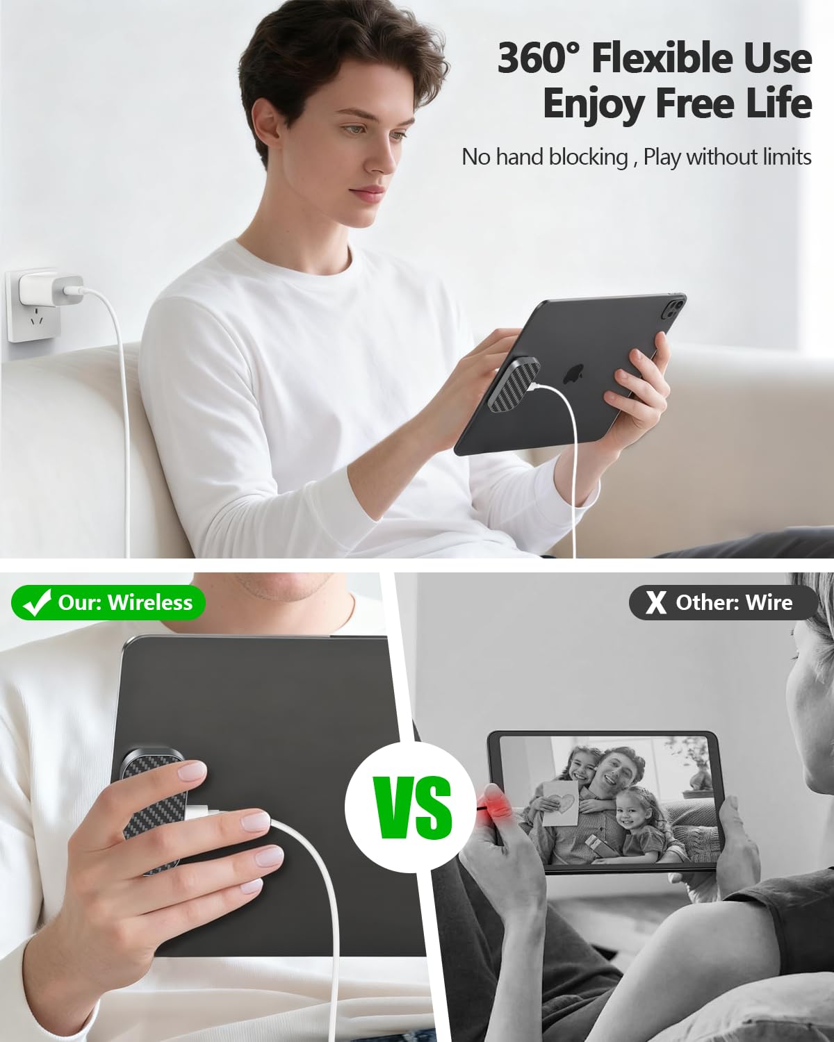 Magnetyczna ładowarka bezprzewodowa do serii iPad Pro, 18W szybkie ładowanie Smart Connector Stop bezprzewodowa podkładka ładowania z kablem USB-C