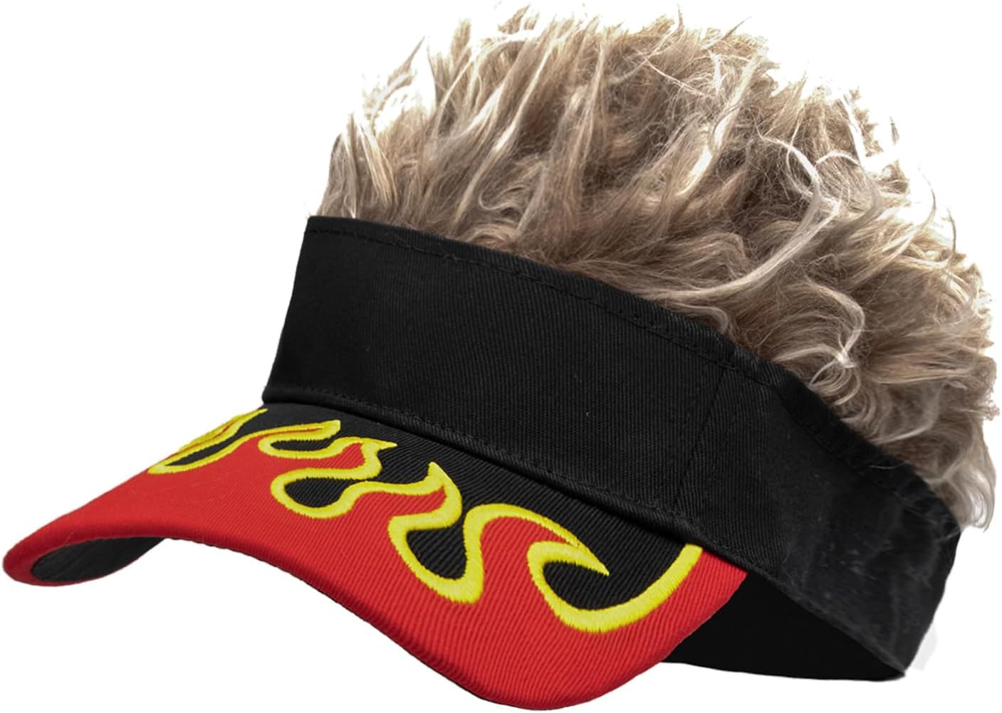 Men Visor Cap with Hair Fake Adjustable Novelty Spiked Wig Baseball Caps