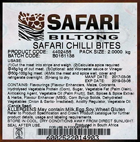 Crown National Safari Chilli Bite Seasoning Biltong Spice 2Kg Safari Seasoning Droewors Drywors
