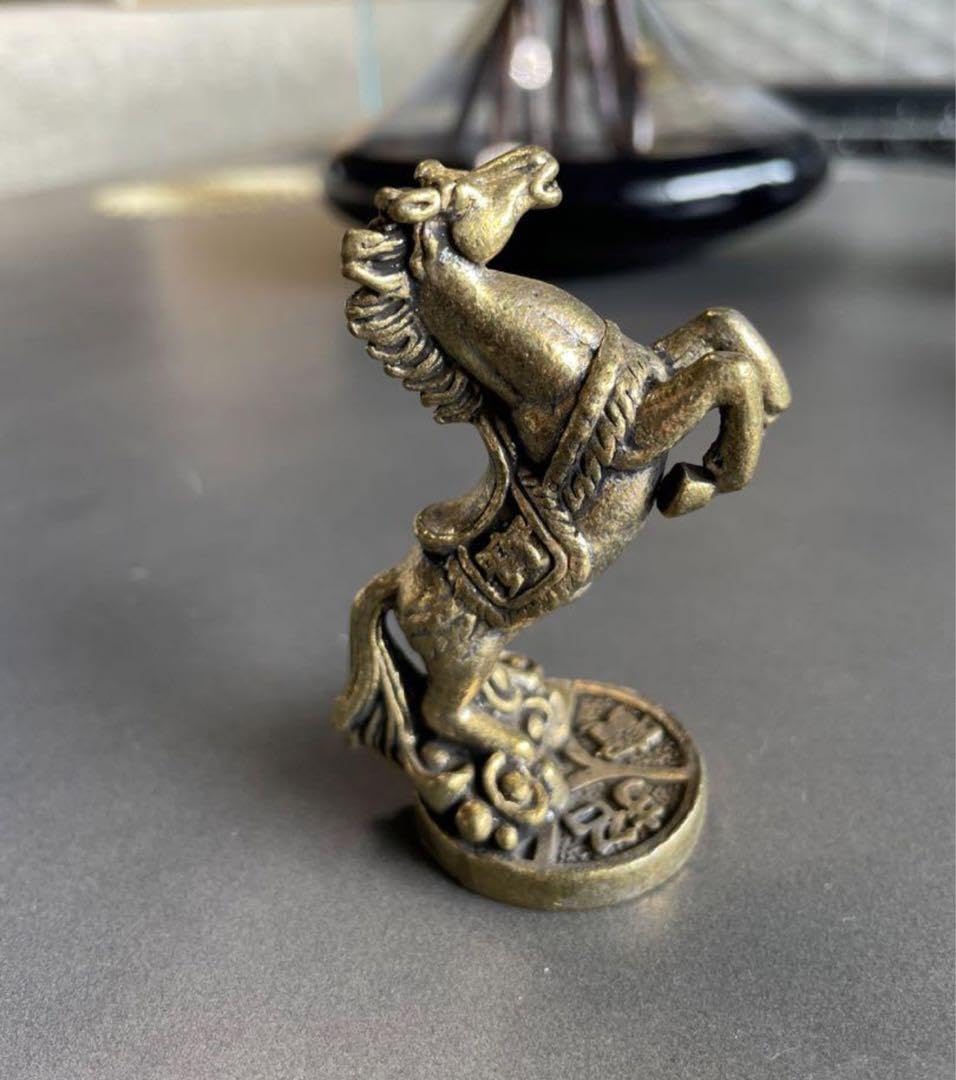 Amazon.co.jp: 運気UP馬の置物 真鍮製 アンティーク オブジェ