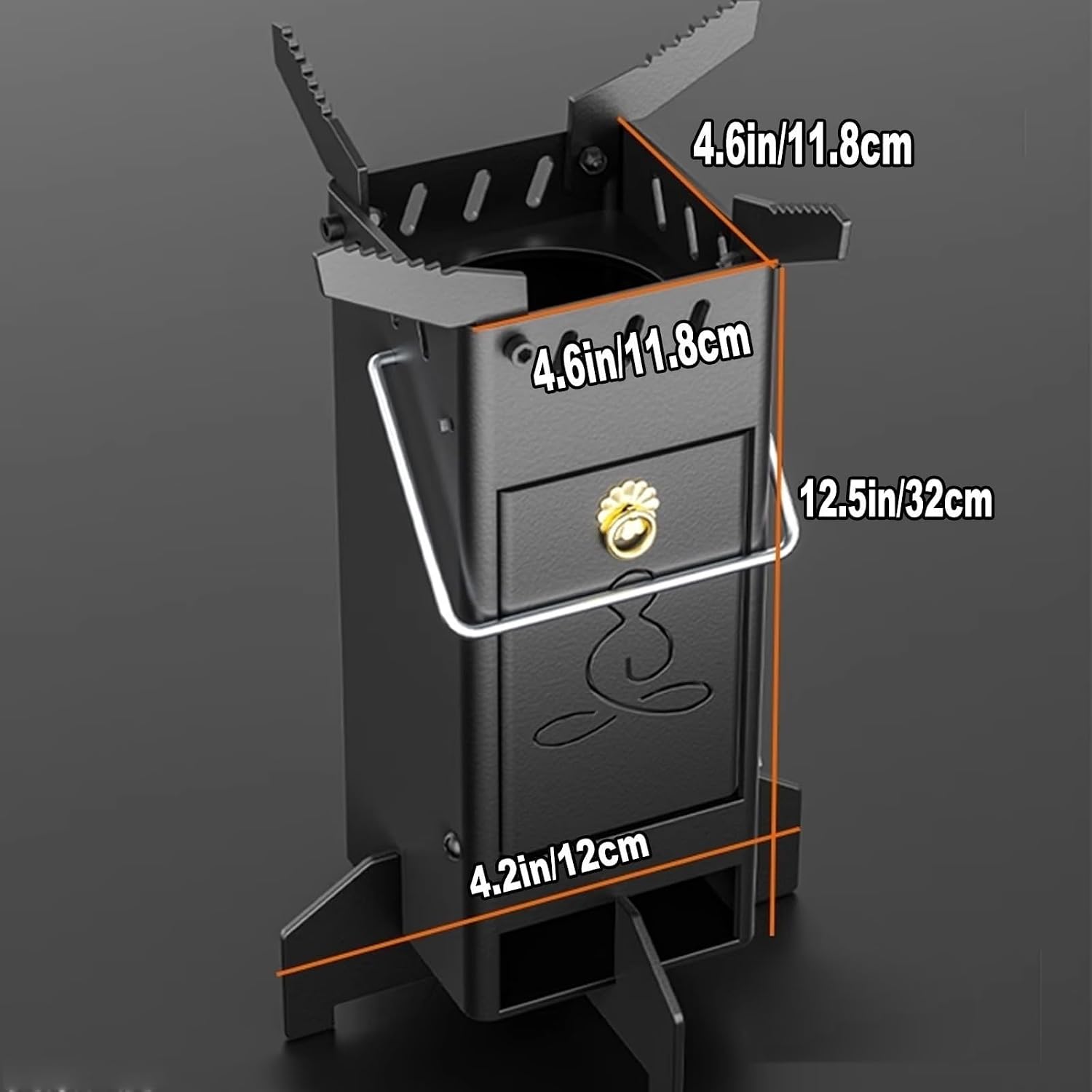 Foldable Wood Stove, Suitable For Camping Tents, Portable Steel Stove, Multi-Functional Rocket Stove(Black)