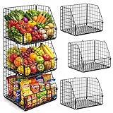 3-Tier Wall Hanging Fruit Baskets for Kitchen Organizing Fruits and Vegetables, Heavy-Duty Wall Basket for Storage, Wire Hanging Fruit Basket for Kitchen & Pantry