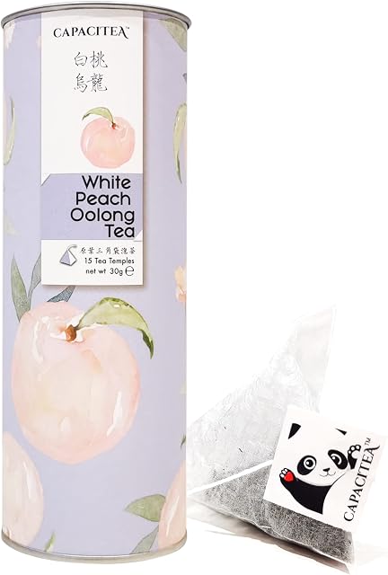 CAPACITEA Hot & Cold Brew White Peach Oolong Tea (15 Pyramid Tea Bags, 30g)