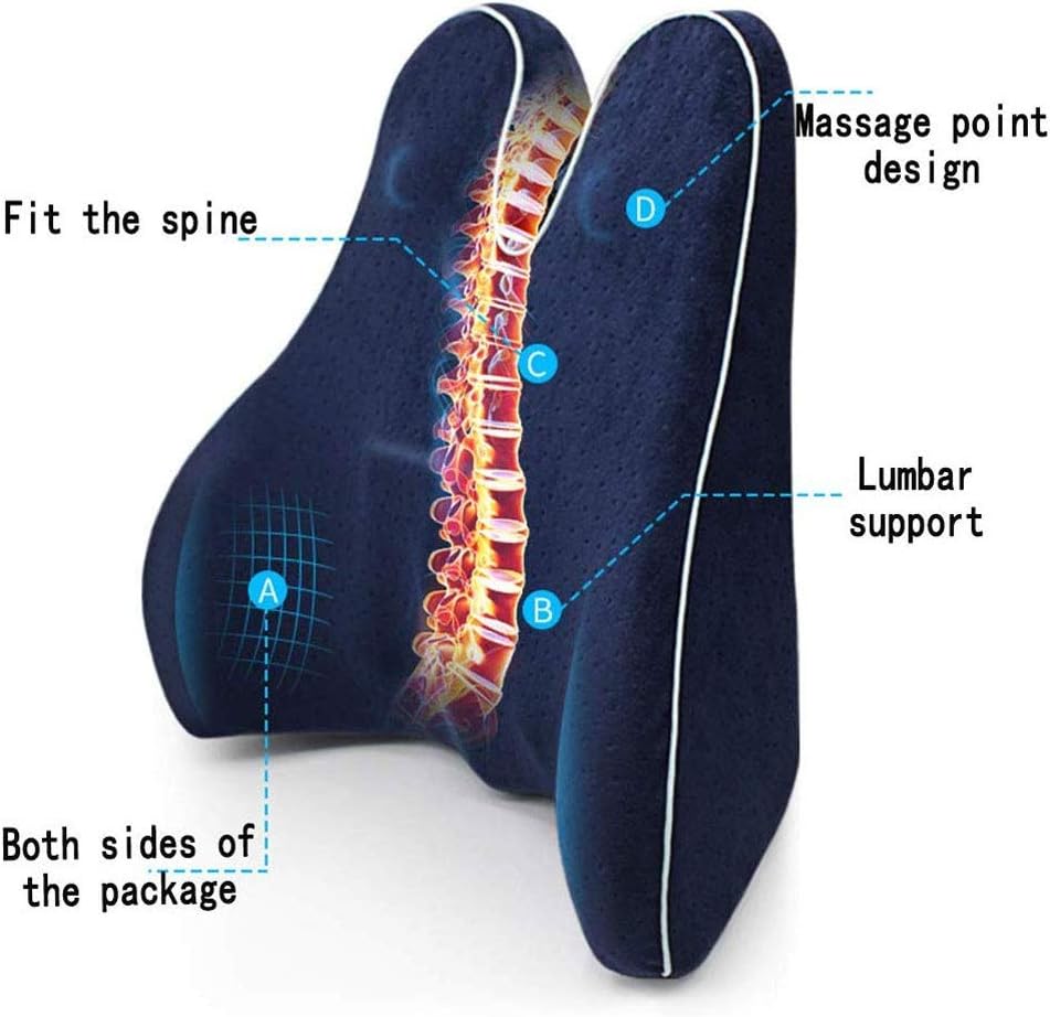 Car Lumbar Pillow - Lumbar Cushion Office Lumbar Chair Cushion Seat Back Office Worker Lumbar Pillow(Black)