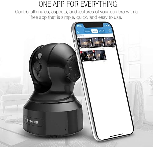 Miniatura 8 de TETHYS Cámara de seguridad inalámbrica 1080P para interiores [funciona con Alexa] Pan/Tilt WiFi Cámara IP inteligente Sistema de vigilancia domo con