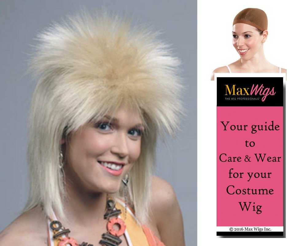 London Punk Rock color WHITE - Enigma Wigs Ziggy Stardust Bowie Underground Bundle with Cap, MaxWigs Costume Wig Care Guide