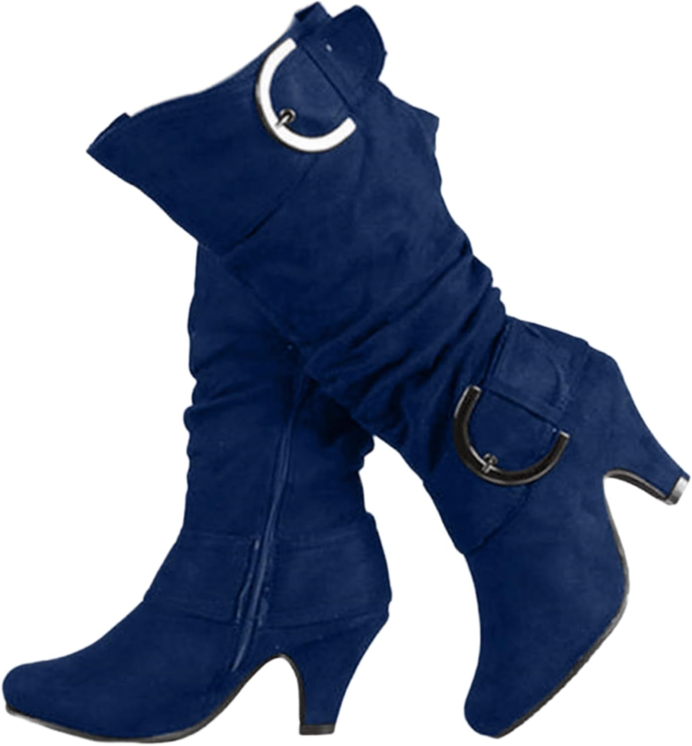 Ladmiple Fall Boots Women Wide Calf Knee High Boots Sexy Cone Heel Zipper Fashion Elegant Slouchy Cowboy Cowgirl Boots