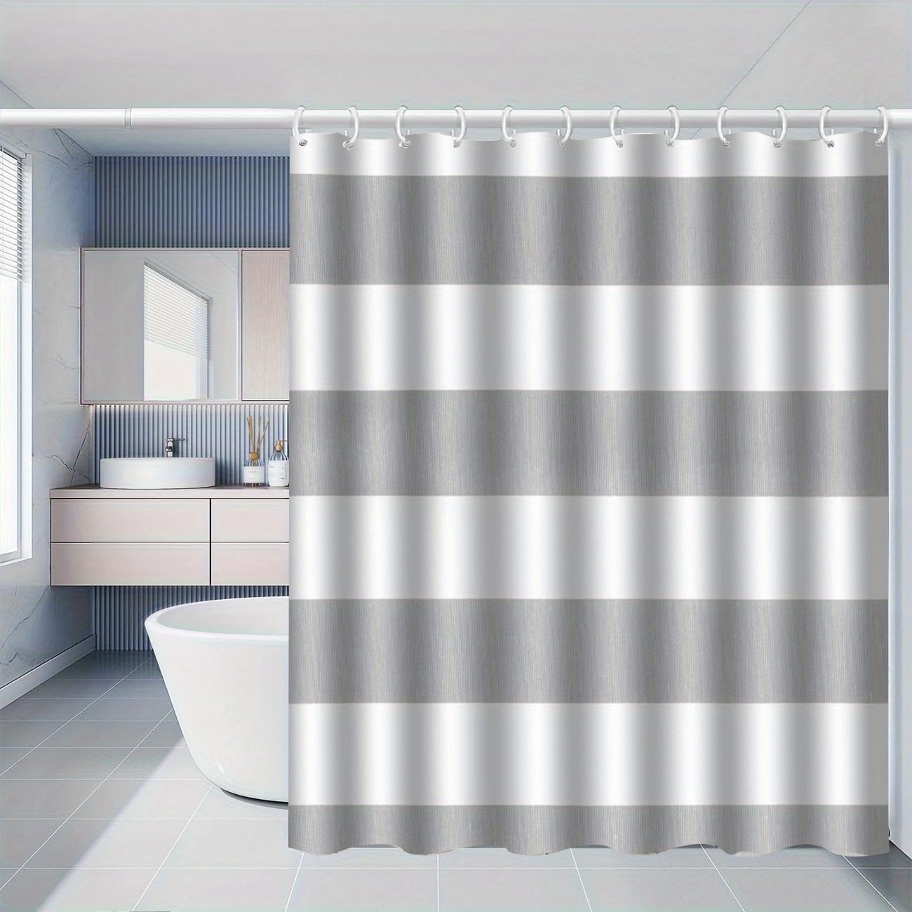 Rideau de douche 220 x 170 cm imperméable - Grand rideau anti-éclaboussures pour baignoire
