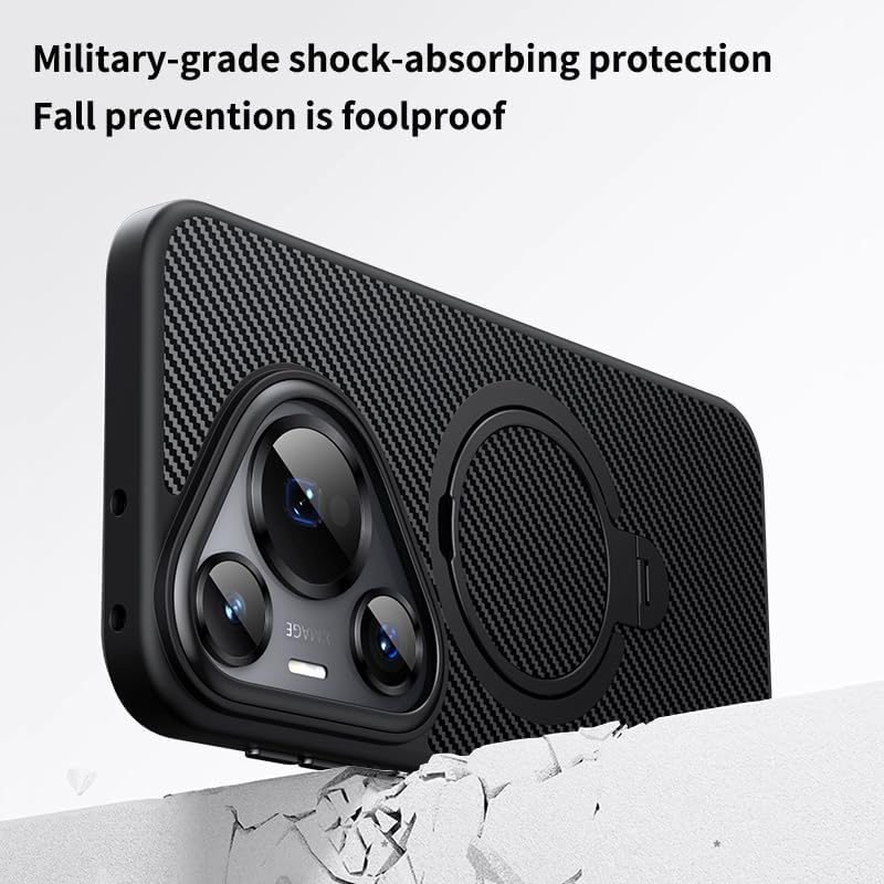 Magnetic Case Compatible with Huawei Pura 70 Ultra 6.8" with 360° Rotatable Ring Phone Stand Military Grade Drop Protection Phone Holder for Desk Meeting/Videos - Black