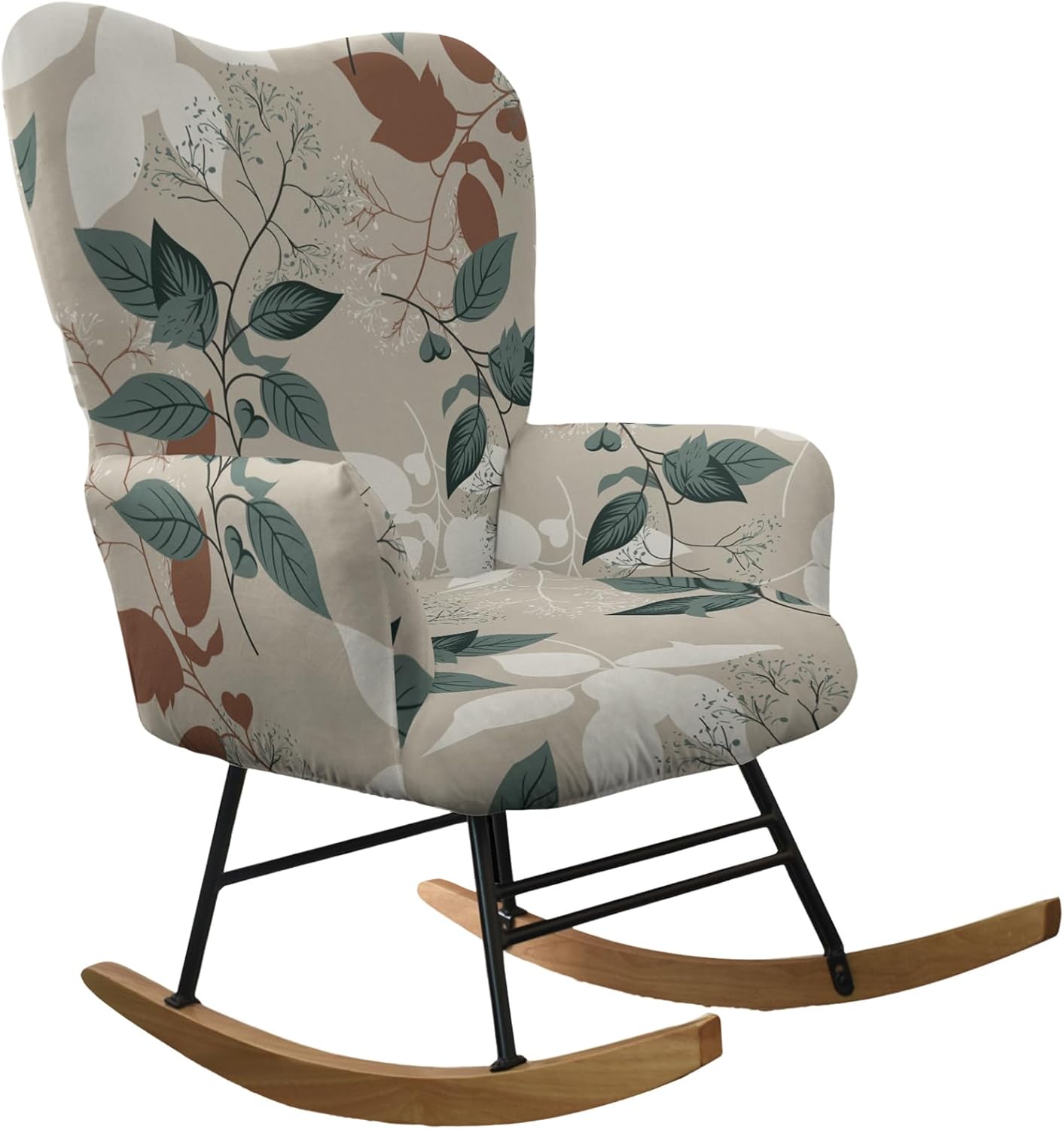 CRFATOP Jacquard 1 PC Nursery Rocking Chair Recliner Covers Upholstered Glider Rocker Banquet Armchair Slipcover Stretch Accent Chairs Furniture Protector for Living Room Bedroom Offices,Coffee