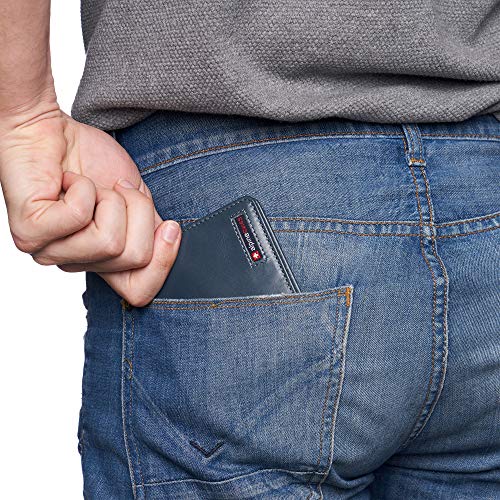 Image of Alpine Swiss Connor Executive Bifold Wallet | Business Passcase for Men | Premium Leather | Dual ID Windows | RFID Blocking | Gift Box Included Glossy Nappa Teal