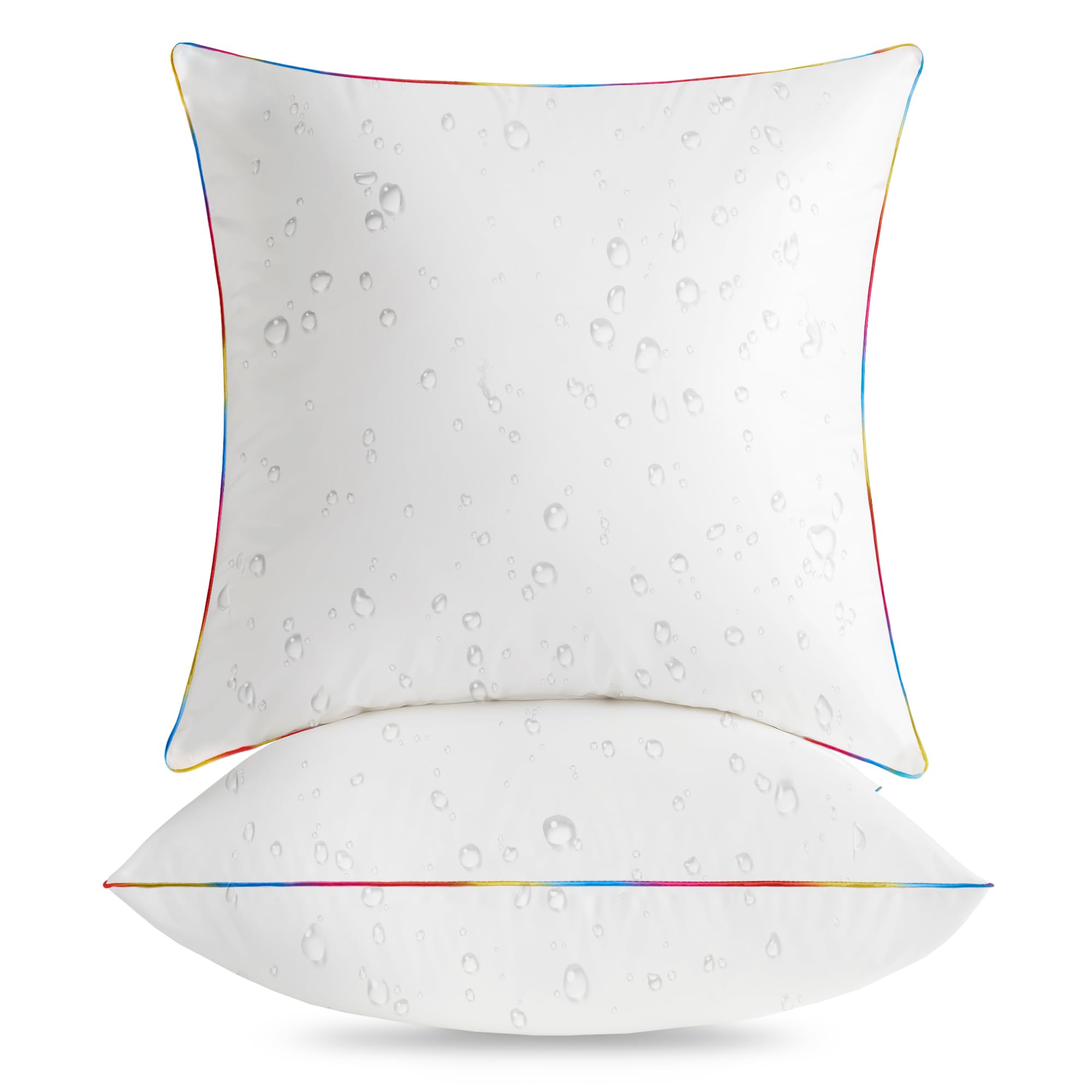 LEBO Waterproof Outdoor Throw Pillows - Down Alternative, White, Pack of 2