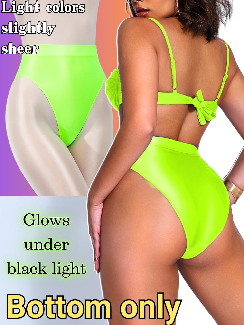 Kaei&Shi High Waisted Rave Bottom,High Cut Brazilian Cheeky Panties,Tummy Control Underwear Festival Shorts