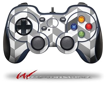 Chevrons Gray And Charcoal - Decal Style Skin fits Logitech F310 Gamepad Controller CONTROLLER SOLD SEPARATELY