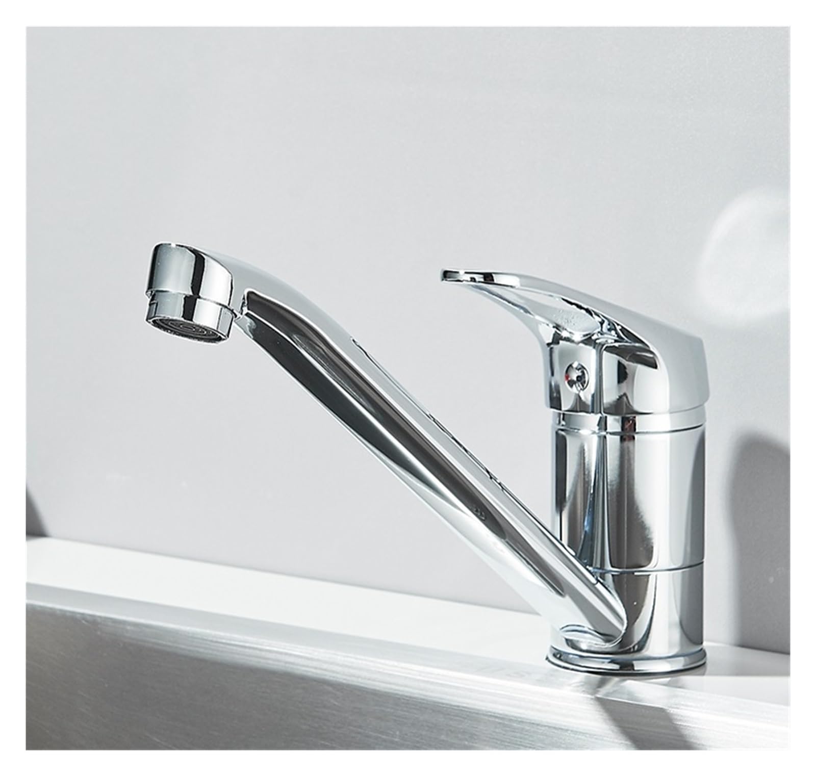 Robinet de lavabo eau chaude froide, mitigeur évier de salle de bains en zinc à poignée unique