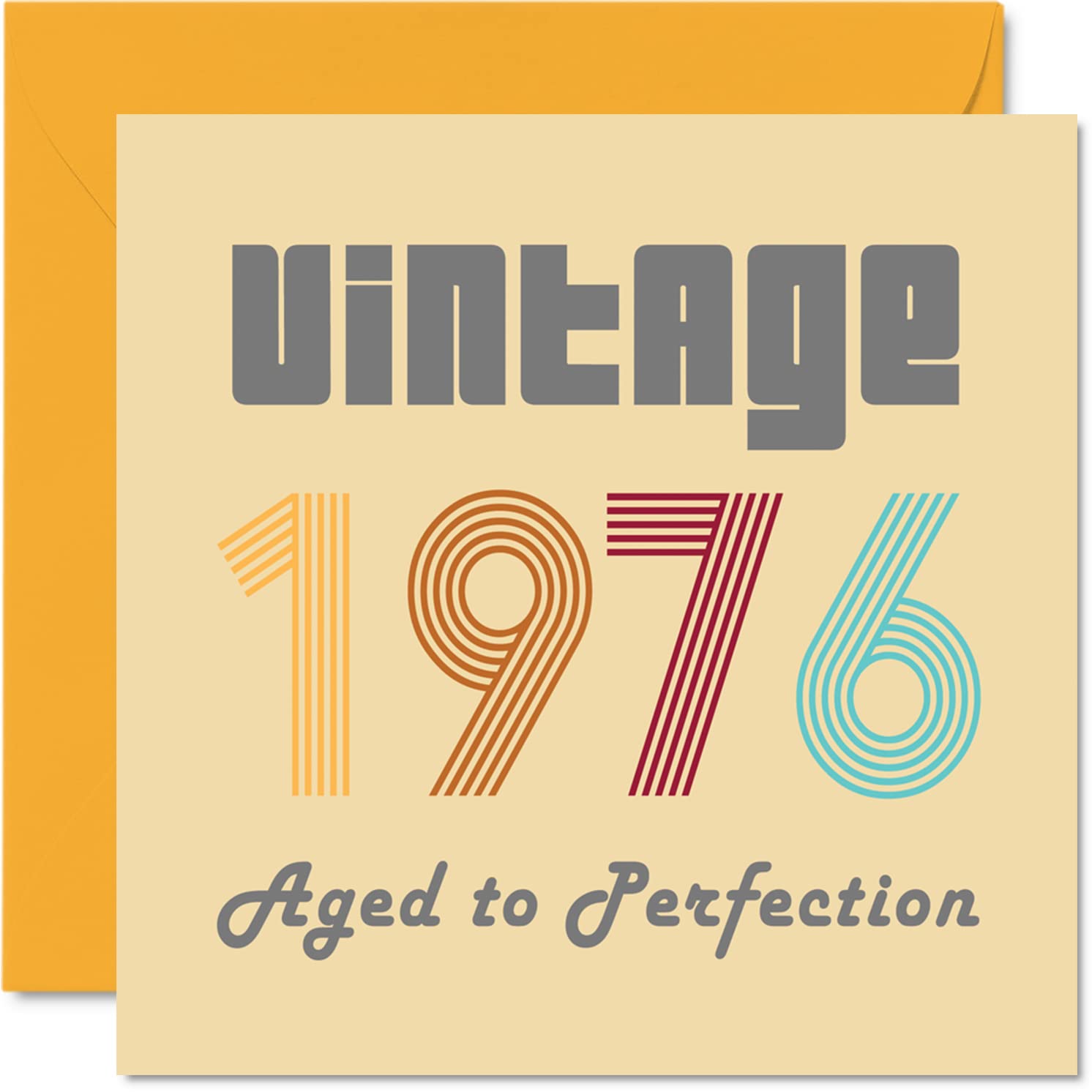 50th Birthday Cards for Men Women - Vintage 1976 Aged To Perfection - 50 Birthday Card Funny for Her Him, 145mm Greeting Cards Mum Dad Brother Sister Uncle Auntie