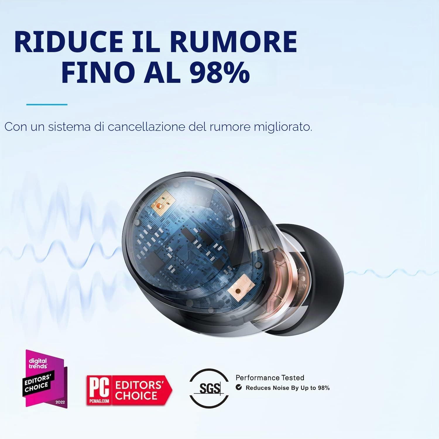 Soundcore by Anker Space A40 auricolari bluetooth con Cancellazione Rumore Attiva Adattiva, Riduzione del Rumore fino al 98%, 10 Ore di riproduzione in singolo, Suono Hi-Res, Design comodo, App | Riduzione del rumore fino al 98%, 50 ore di lettura, audio