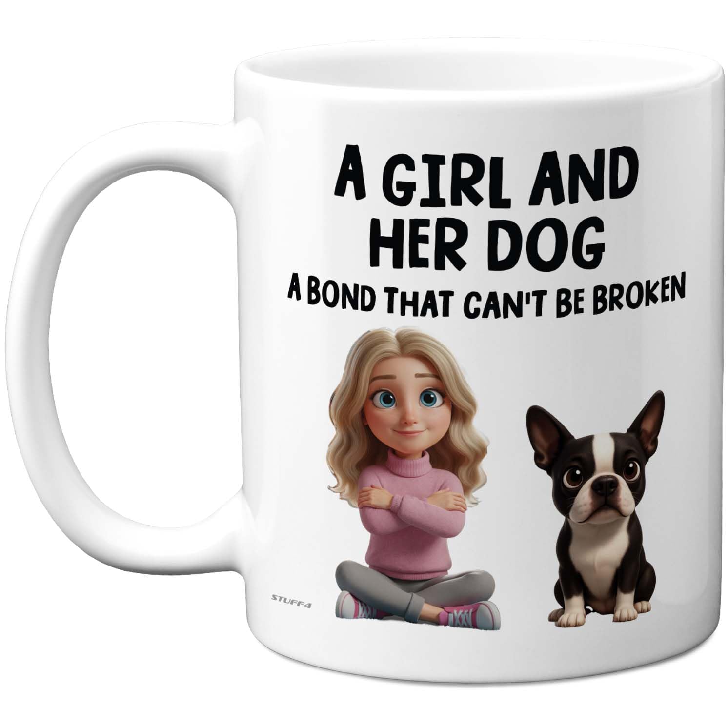 Stuff4 Dog Lover Gifts - Boston Terrier Mug - Novelty Gifts for Friend Family from Relative Friend, Dog Owner Birthday Presents, Fun Bday Presents, 11oz Ceramic Dishwasher Safe Premium Mugs