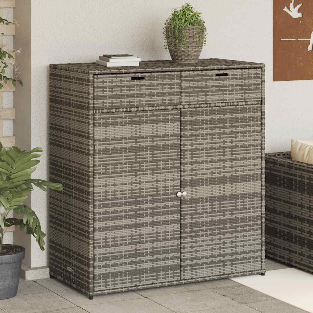 vidaXL Armoire de Jardin Résine Tressée Gris avec Porte