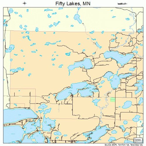 Large Street & Road Map of Fifty Lakes, Minnesota MN Printed poster