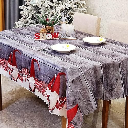 Fantasyon 180 x 150 cm Rectangular Christmas Table Cloth Large Washable Tablecloths Waterproof Grey Xmas Cover Wipeable for Decorations Party Supply