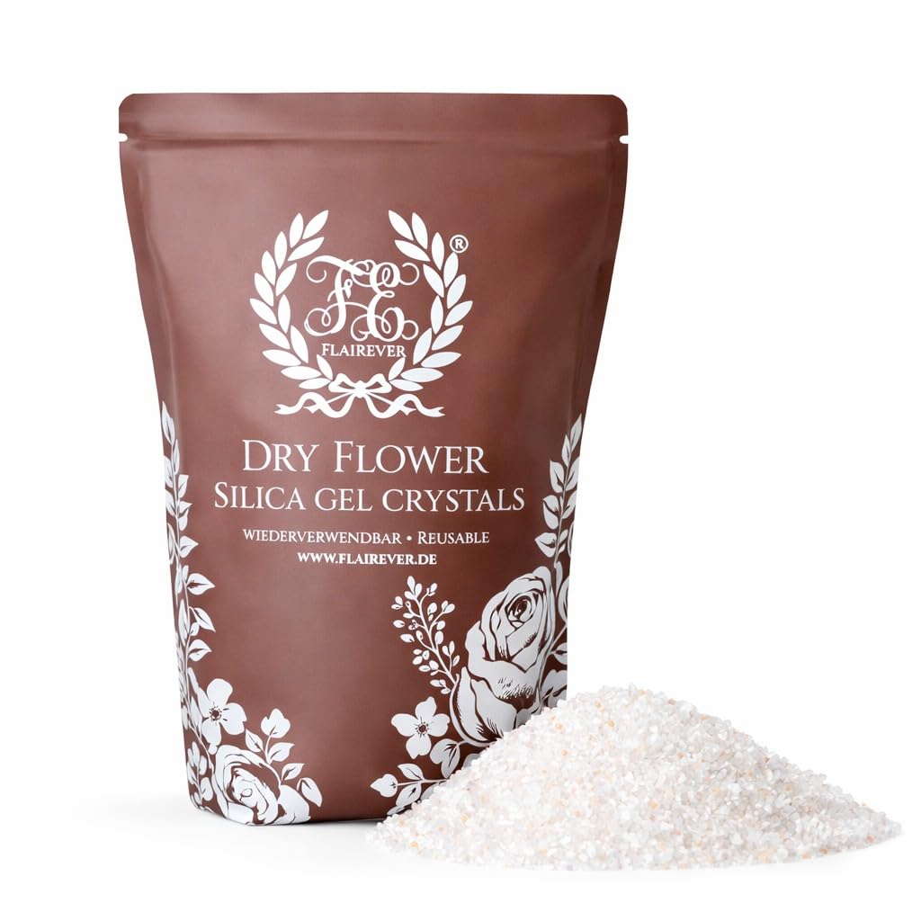 Cristalli in gel di silice flyrever, 1800 g, fiori e fiori si asciugano come professionisti, gel di silice riutilizzabile granulato con indicatore di colore, asciugatura delicata sulla forma, per