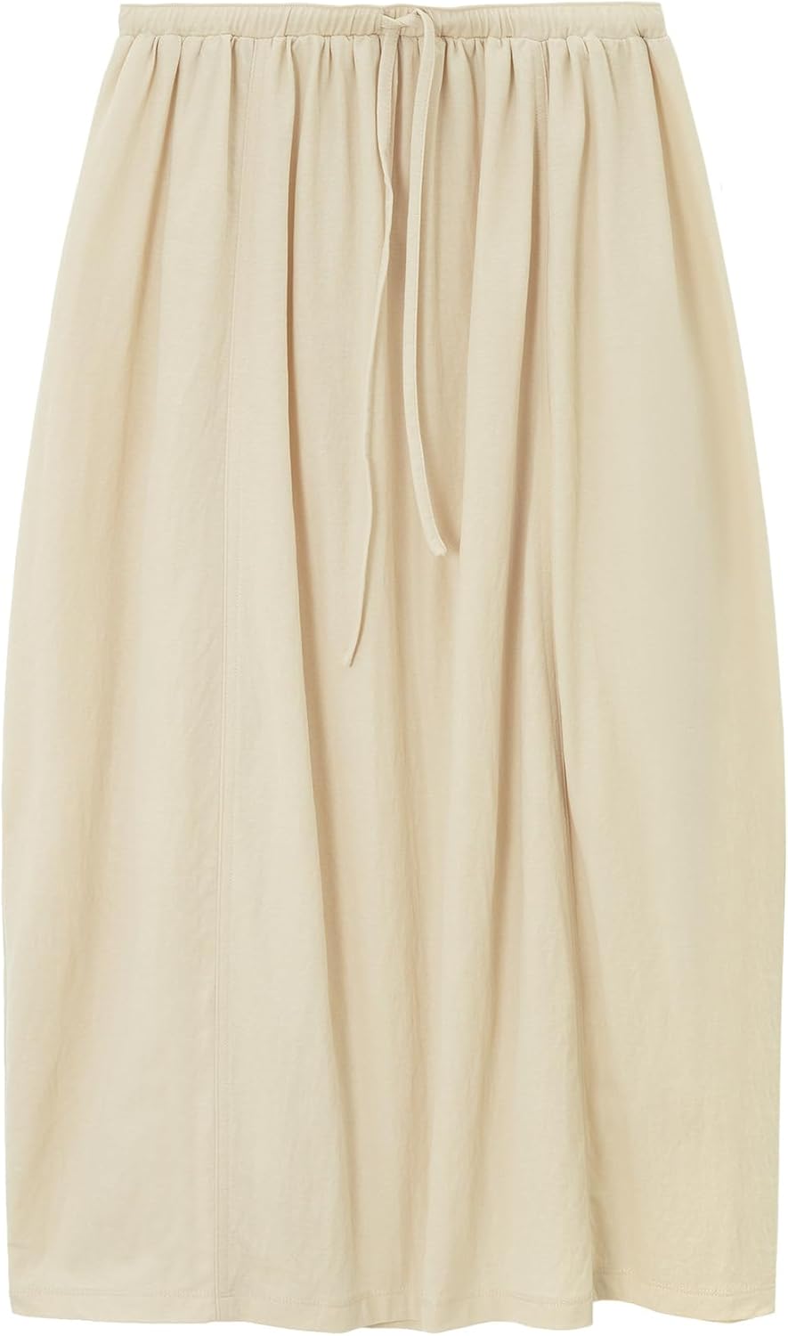 Women’s Linen Retro A-Line Midi Skirt, High-Waisted Summer Lightweight