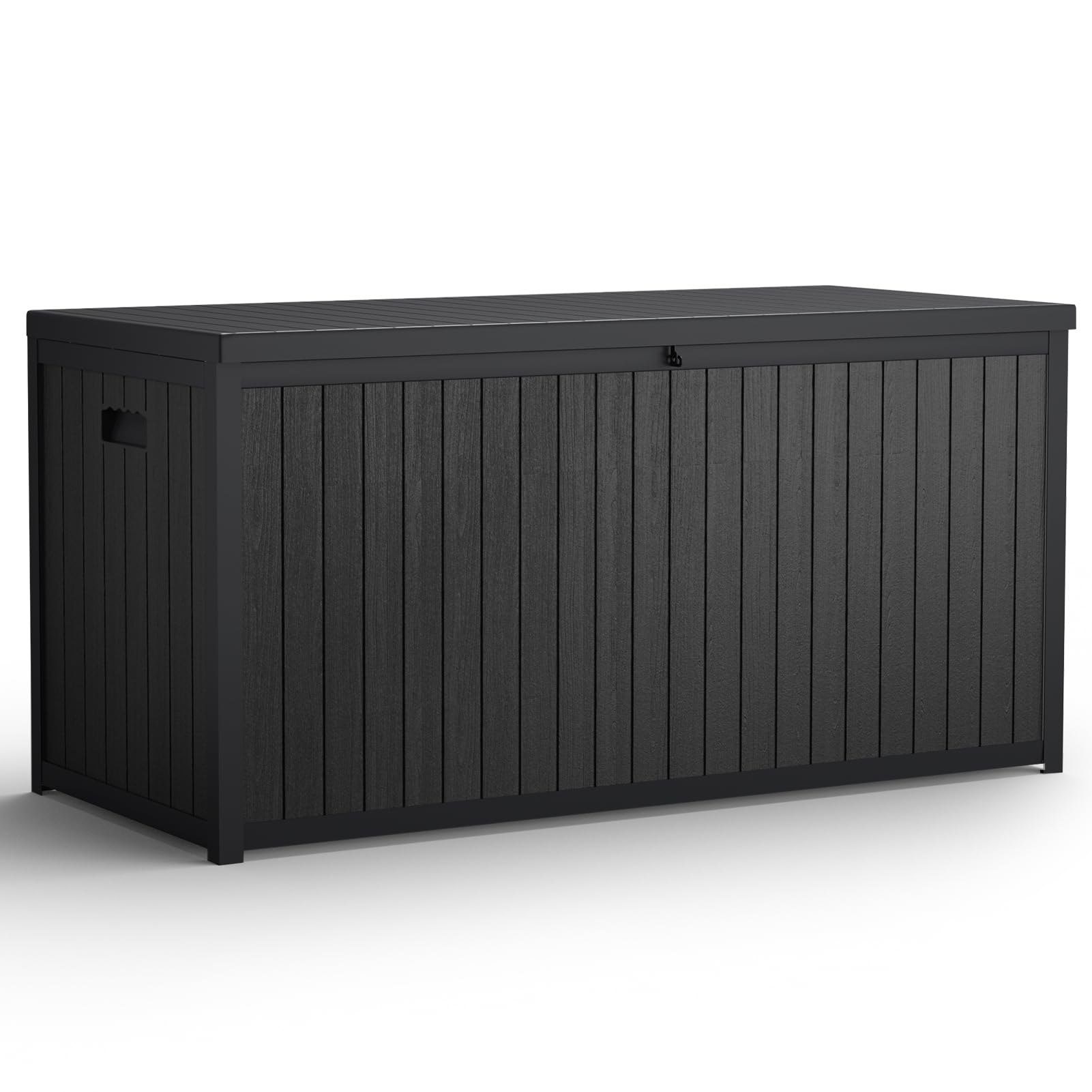 The Fellie Lockable Gadern Storage Box, Outdoor Storage Box Waterproof, Plastic Garden Sotrage Box for Garden Tools, Cushions Toys, 125x56x61.5 cm, (430L-Black)