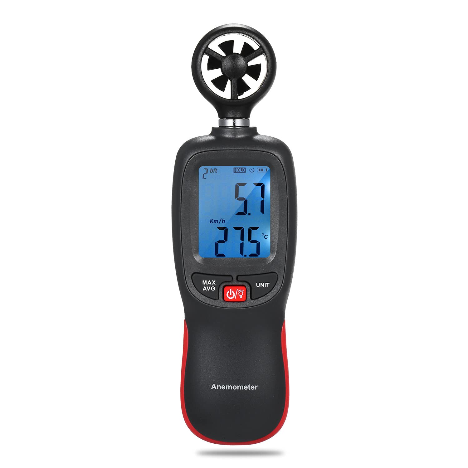Fawoonu Digital Anemometer Thermometer Handheld Pocket Wind Speed Meter Air Velocity Temperature Tester with MaxData Hold Mode