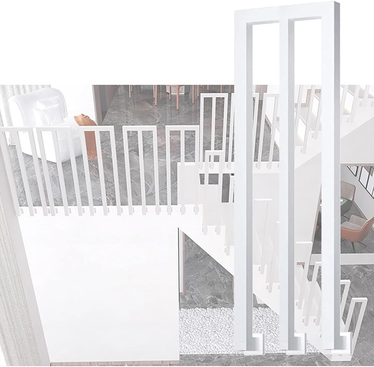 Fkxsxaz Girls White Stair Railing Balusters Handrail Side Mounted M-Shaped Staircase Handrails, Elderly Child Safety Support Pole For Porch Garden Outdoor Balconies Hallways,-110Cm/43.3 In