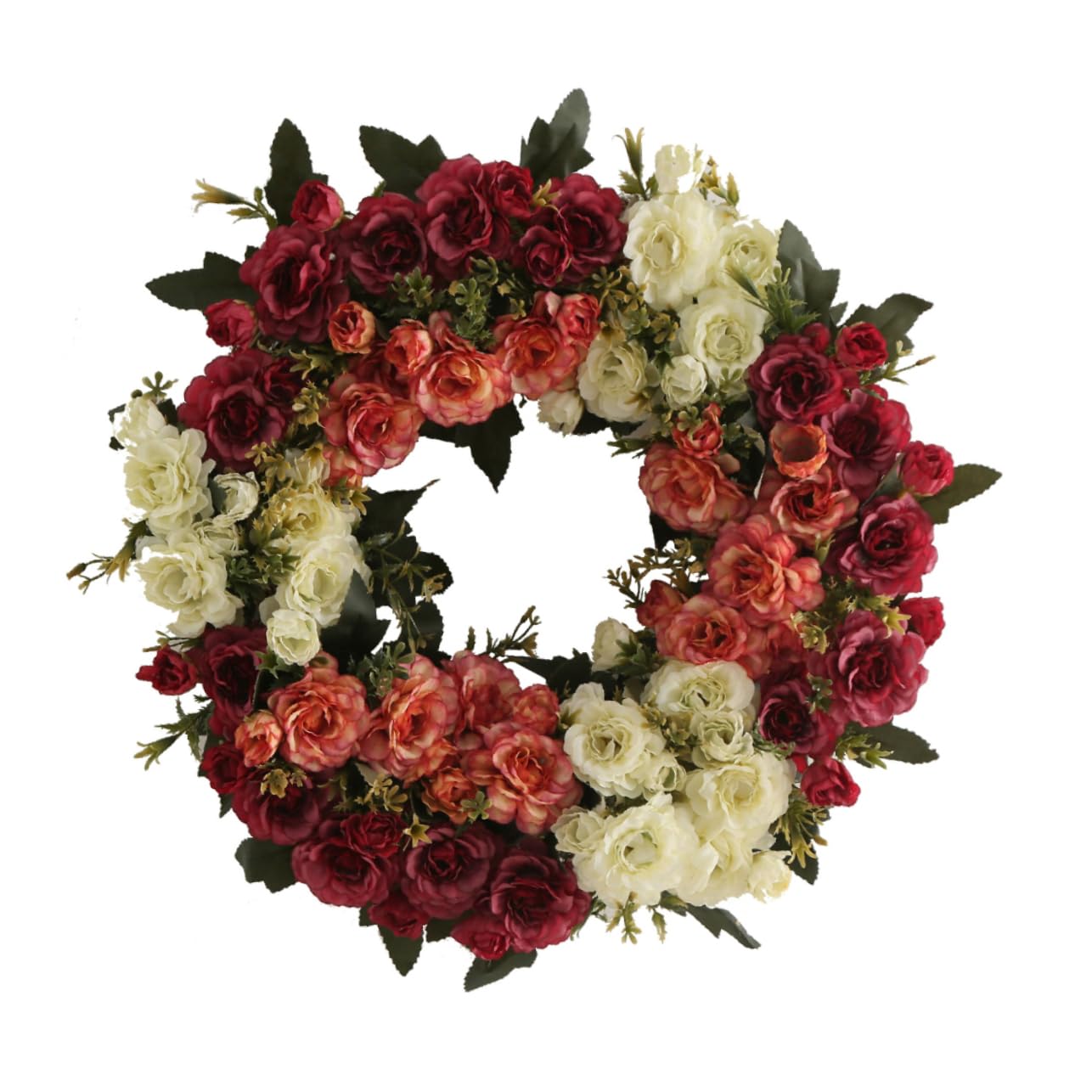 Künstlicher Rosenkranz aus Rattan und Seidengarn für Tür und Wand | Girlande für Hochzeit und Party, Rosen Deko für Weihnachten und Neujahr