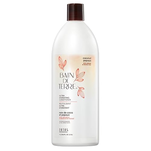 Miniatura 10 de Bain de Terre Acondicionador ultra hidratante de papaya de coco, para eliminar la humedad para cabello seco y dañado, con aceites de argán y monoi,