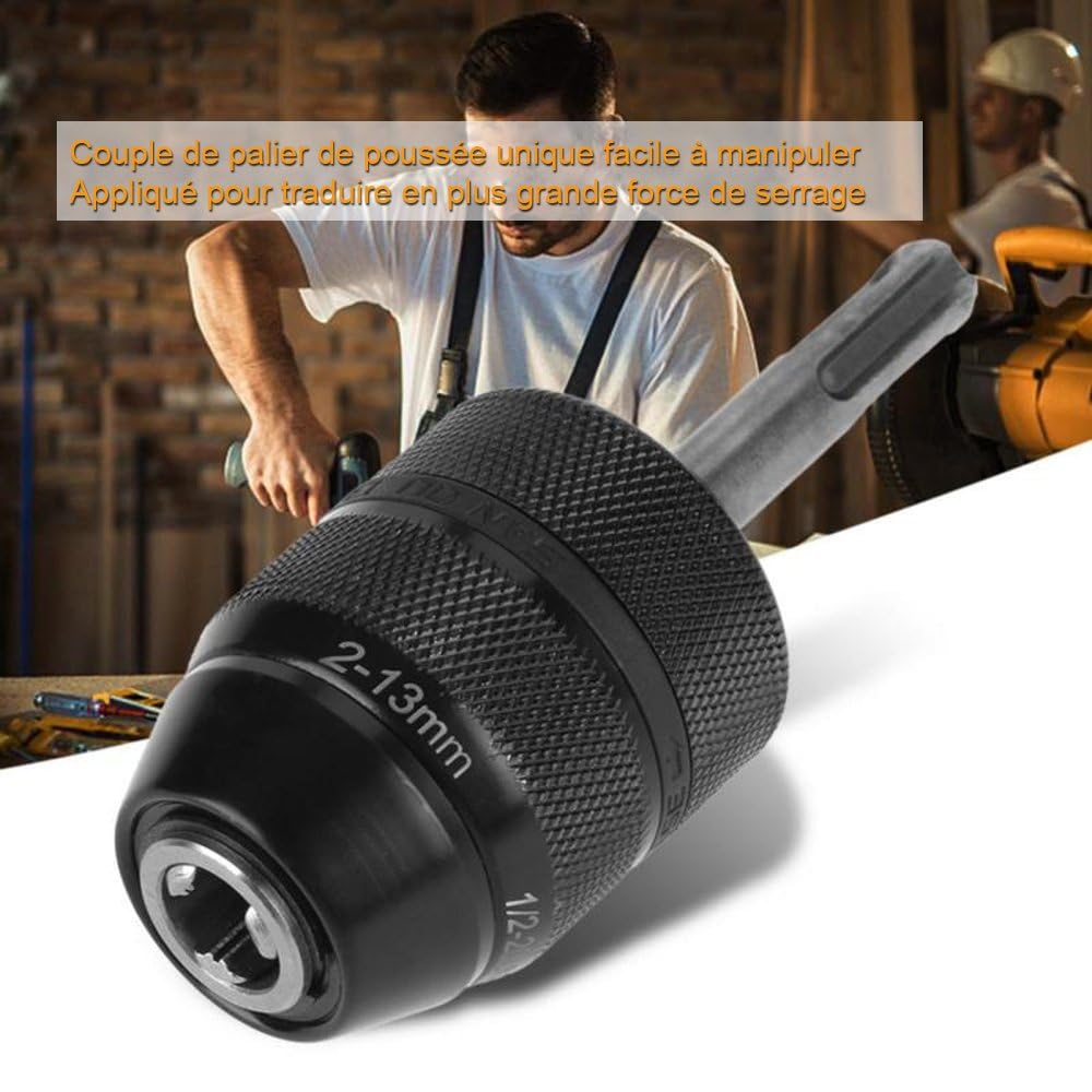 Adaptador SDS Plus Portabrocas de cierre rápido 2-13 mm Portabrocas de taladro sin llave profesional 1/2-20UNF de 13 mm para trabajo pesado