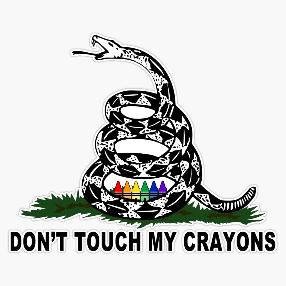 LAD Studio Military Crayons - Don't Touch My Crayons Snake Flag Window Bumper Sticker Decal 5""