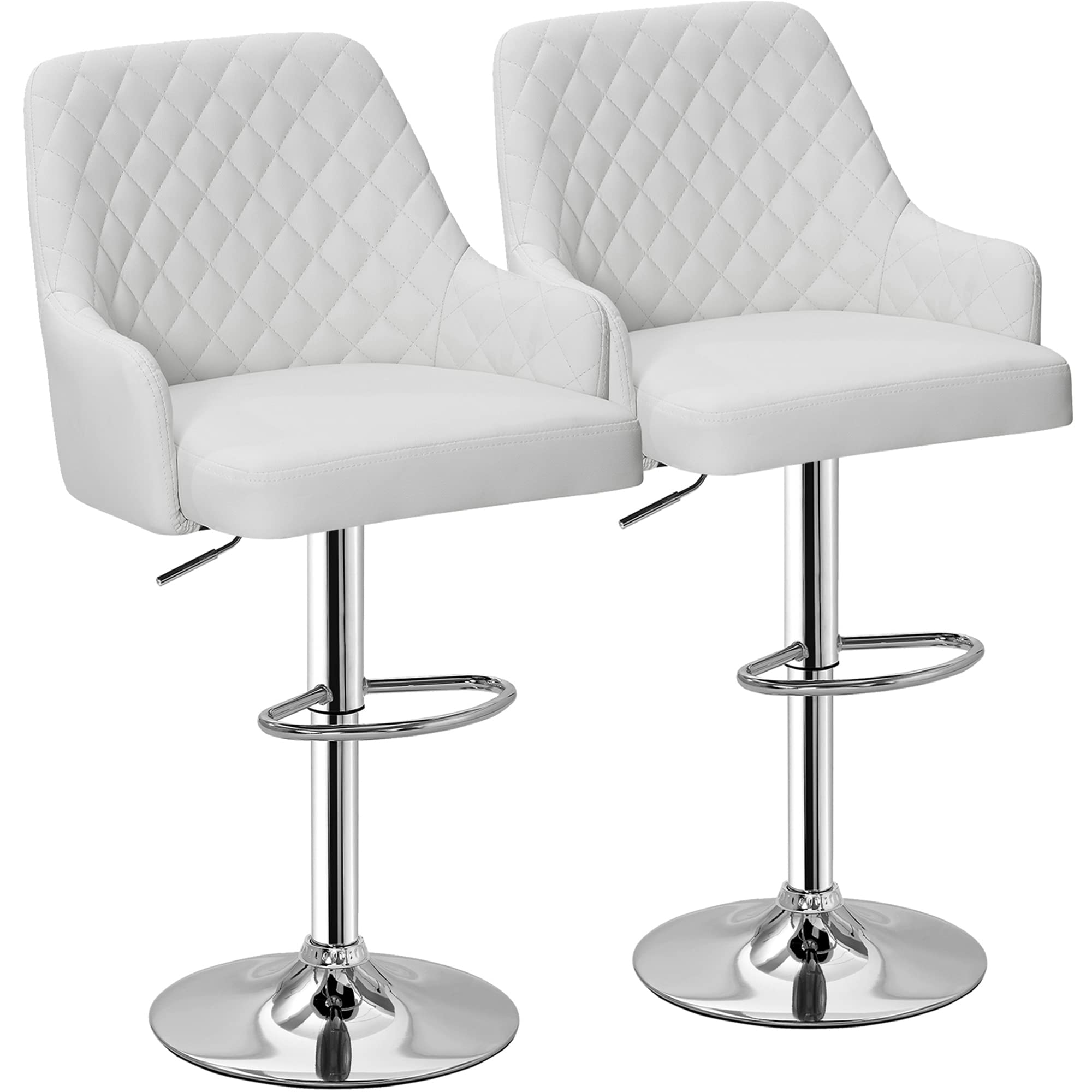 Photo 1 of VECELO Adjustable Bar Stools with Back, Bar Height Stools for Kitchen Counter, Bar Stools Set of 2, White Contemporary White